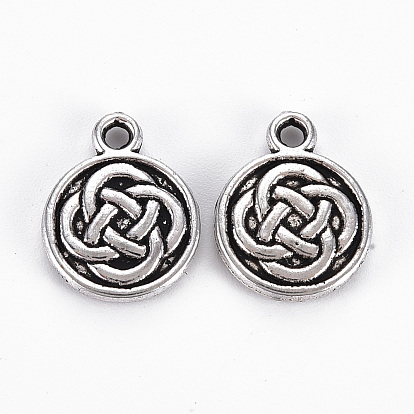 Тибетский стиль сплава Ириш вечность узел подвески, без кадмия и без свинца, плоско-круглые