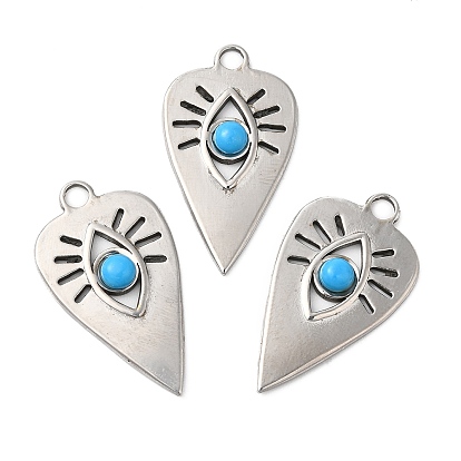 Ion Plating(IP) 304 Stainless Steel Pendants, Teardrop Charms, with Synthetic Turquoise