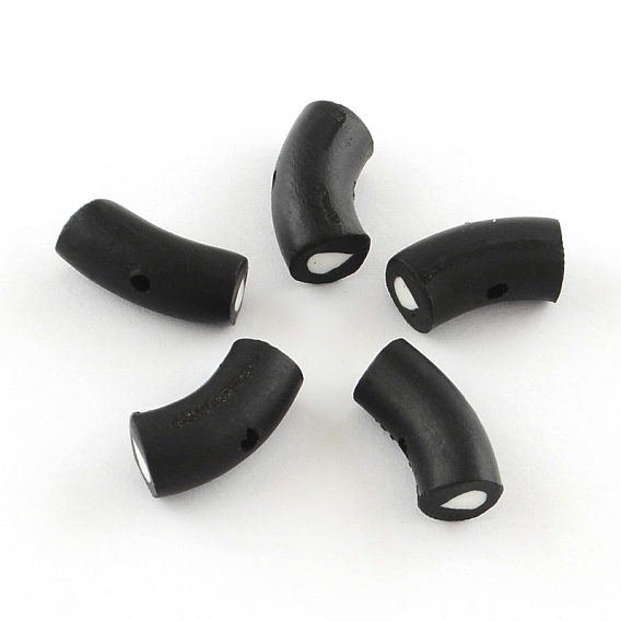 Tube Handmade Polymer Clay Beads, 6~7x13~14x5~6mm, Hole: 1mm