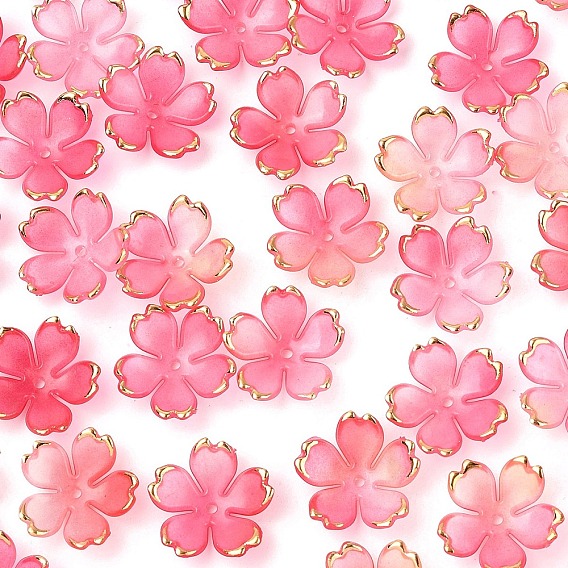 50 шт. акриловые колпачки для бусин, 5-лепестков цветка, с золотым краем