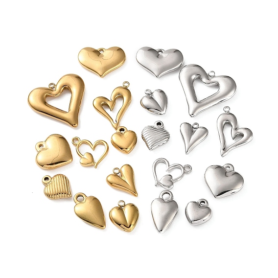 10 шт. 304 подвески из нержавеющей стали, сердце