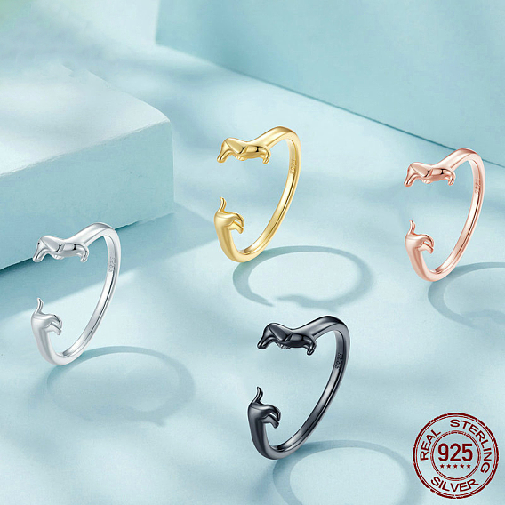 Колбаса собака 925 регулируемые манжеты из стерлингового серебра для женщин