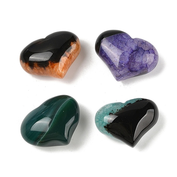 Натуральный друзовый агат/полосчатый агат (окрашенный и нагретый) сердцевидный пальмовый камень, исцеляющий карманный тон для рейки балансировка энергии медитация подарок