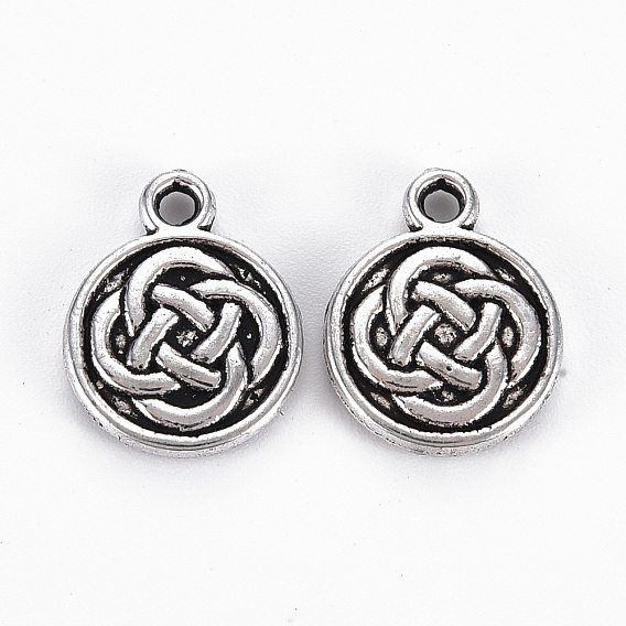 Тибетский стиль сплава Ириш вечность узел подвески, без кадмия и без свинца, плоско-круглые