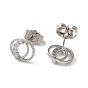 Brass Rhinestone Stud Earrings, Double Rings