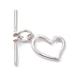 Rack Plating Brass Toggle Clasps, Long-Lasting Plated, Heart, Cadmium Free & Lead Free
