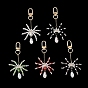 Halloween Spider Glass & 304 Stainless Steel Pendant Decorations, with Alloy Swivel Clasps, Light Gold