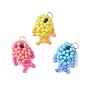 3Pcs Seed Glass Beaded Pendants, Fish, with Jump Ring