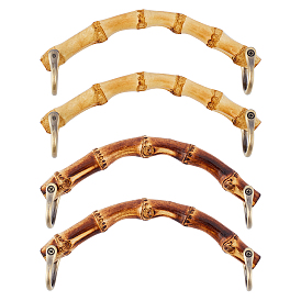 4Pcs Wooden Bag Handles, with Metal Clasps, for DIY Craft Sewing, Purse Bag Making