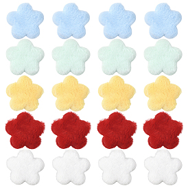 50 шт. 5 цвета односторонние кабошоны из шерстяного волокна, цветок