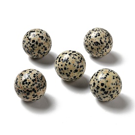 Perles de jaspe dalmatien naturelle, pas de trous / non percés, ronde