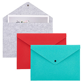 AHADEMAKER 3Pcs 3 Colors Felt File Stationery Storage Pockets, File Envelope Pouch, with Snap Button, Rectangle