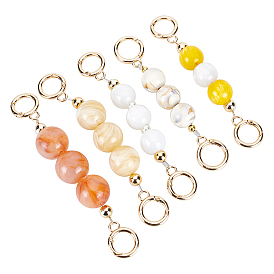 5pcs 5 chaîne d'extension de sac de style, avec des perles acryliques et des anneaux de porte à ressort en alliage d'or léger, pour le remplacement de la rallonge de sangle de sac