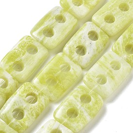 Natural Lemon Jade Beads Strands, Rectangle, 2-Hole