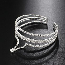 Sparkling Four-Row Wire Bangle with Elasticity for Women (B274)