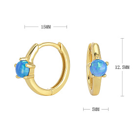 Blue Australian Opal Silver Earrings: Chic and Versatile Ear Hoops for Women