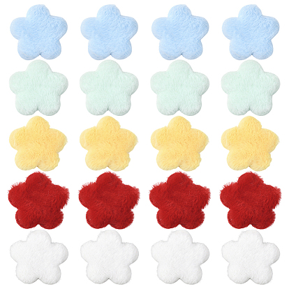 50 шт. 5 цвета односторонние кабошоны из шерстяного волокна, цветок