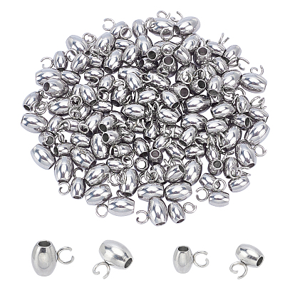 120Pcs 2 Style 304 Stainless Steel Tube Bails, Loop Bails, Oval