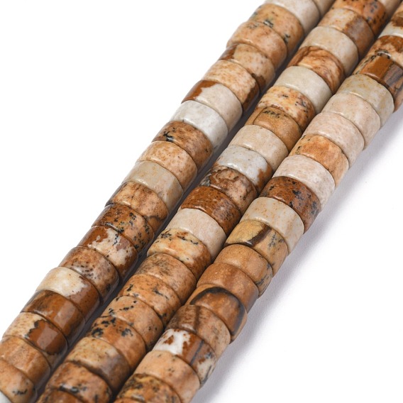 Natural Picture Jasper Beads Strands, Heishi Beads, Flat Round/Disc