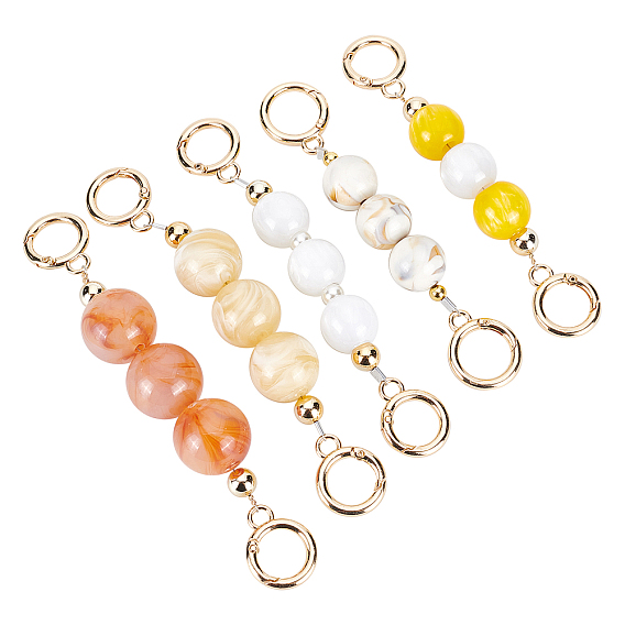 5Pcs 5 Style Bag Extender Chain, with Acrylic Beads and Light Gold Alloy Spring Gate Rings, for Bag Strap Extender Replacement