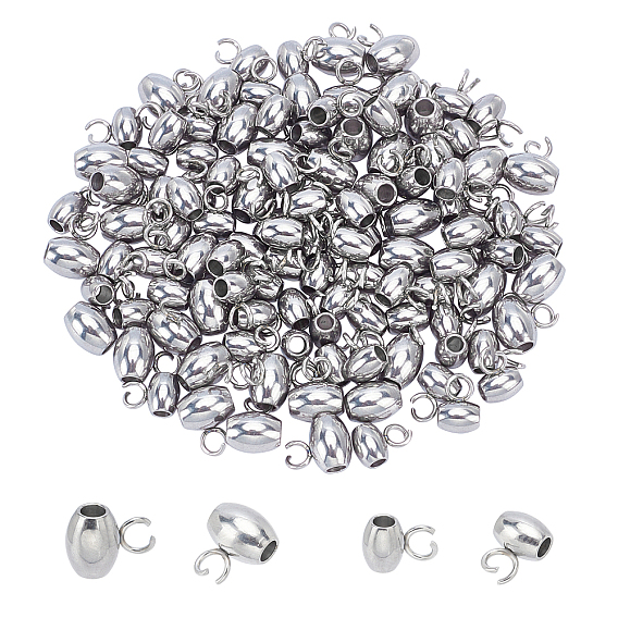 120Pcs 2 Style 304 Stainless Steel Tube Bails, Loop Bails, Oval