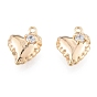 Brass Micro Pave Clear Cubic Zirconia Charms, Cadmium Free & Nickel Free & Lead Free, Heart