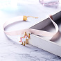 Cute Pink Ribbon Pony Necklace - Fashionable Animal Lock Collar for Women.