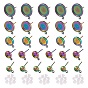 5 Style Ion Plating(IP) 304 Stainless Steel Stud Earring Settings, Flat Round, with Plastic Ear Nuts