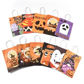 Подарочные пакеты из крафт-бумаги на тему Хэллоуина, сумки для покупок, прямоугольные, красочный