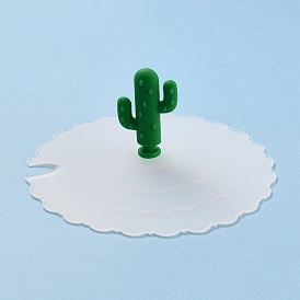 Cactus Food Grade Silicone Cup Cover Lid, with A Notch, Dust-Proof Lid for Cup