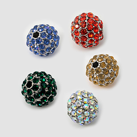 Perles de strass en alliage, Grade a, ronde, de couleur métal platine , Trou: 2mm