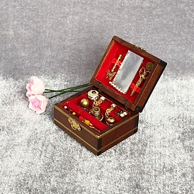 Wood Jewelry Box Miniature Ornaments, Micro Landscape Home Dollhouse Accessories, Pretending Prop Decorations