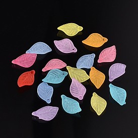 Transparent Acrylic Pendants, Frosted, Leaf, 18x11x3mm, Hole: 2mm, about 1877pcs/500g
