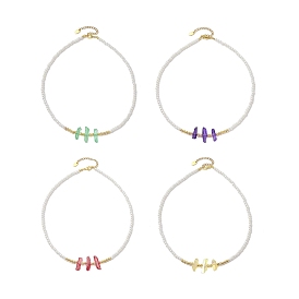 4 шт. 4 стили АБС-пластик ожерелья из бисера с имитацией жемчуга, ожерелья из натуральных кристаллов кварца, окрашенные