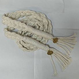 Ramilletes de muñeca de cordón de algodón macramé para boda, decoraciones de fiesta, con nudo de aleación