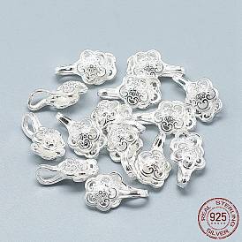 925 Sterling Silver Pendants, Buddhist Jewelry Findings for Counter Clips, Flower