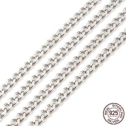 925 Sterling Silver Faceted Curb Chains, Soldered
