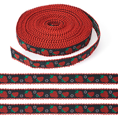 10ярды полиэстеровой ленты с клубничным рисунком, для производства одежды