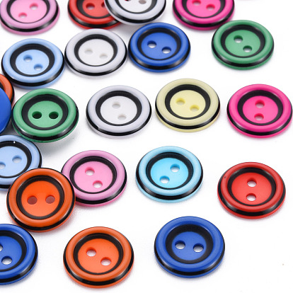 2-Hole Resin Buttons, Flat Round