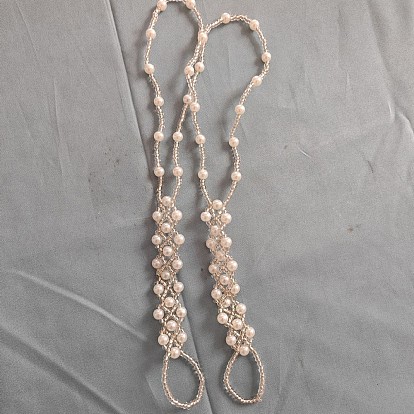 Браслеты на ногу с ромбовидным пластиковым жемчугом и стеклянными бусинами, эластичные кольца для пальцев ног для женщин