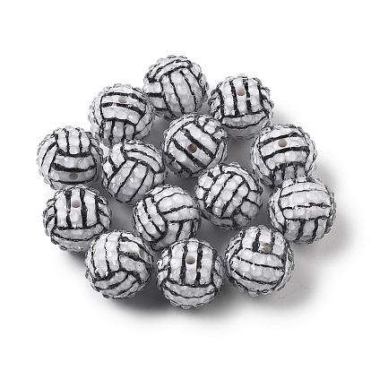 Бусины из смоляных стразов на спортивную тематику, с акриловой, волейбол