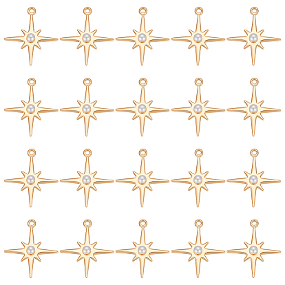 30шт. подвески из латуни и АБС-пластика с имитацией жемчуга, Полярная звезда, без никеля , долговечный