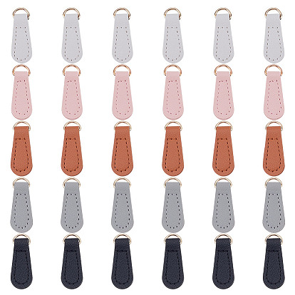 30 шт. 5 цвета pu кожа застежка-молния язычки, с пряжкой сплава