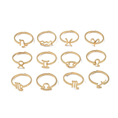12 шт. 304 регулируемое кольцо для пальца из нержавеющей стали, Открытые женские манжеты «Двенадцать созвездий»
