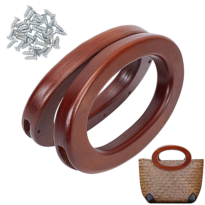 Oval Wood Bag Handle Eyelet Frames, with Screws, for Inlaid Bag Handle Replacement Accessories