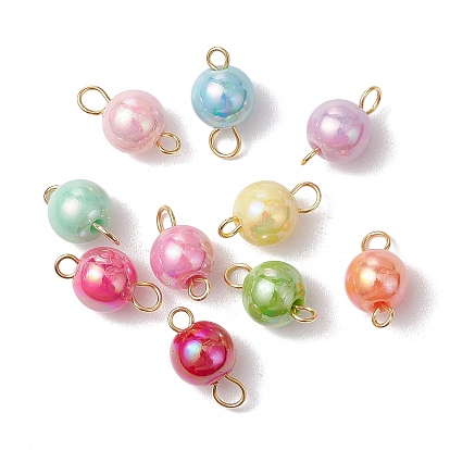 Круглые подвески-коннекторы из непрозрачного акрила с цветным покрытием ab, с 304 петлями из нержавеющей стали, разноцветные