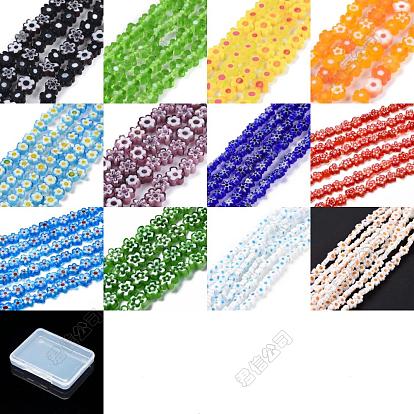240 Stück 12 Farben handgemachte Millefiori Glasperlenstränge, Blume