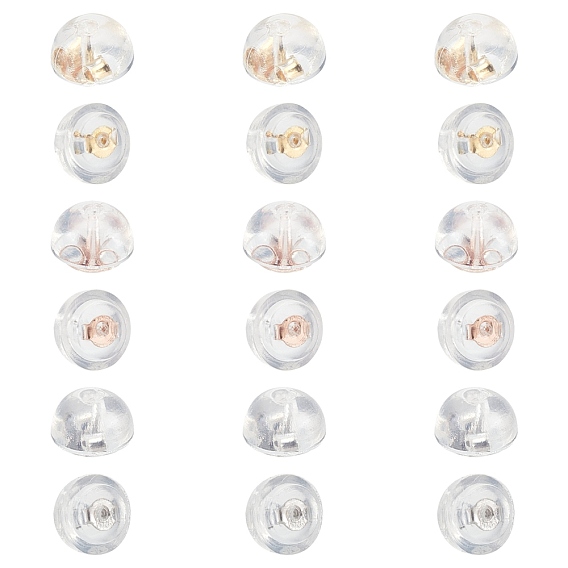 9Pair 925 Sterling Silver Clutch Earring Backs, with Silicone Cover, Flat Round