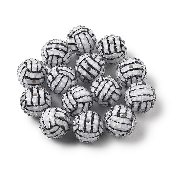 Бусины из смоляных стразов на спортивную тематику, с акриловой, волейбол