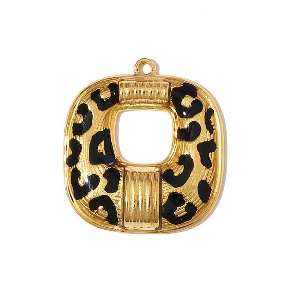 304 нержавеющей стальной эмали подвески, прямоугольник с подвесками в виде леопардового рисунка, ионное покрытие (ip)